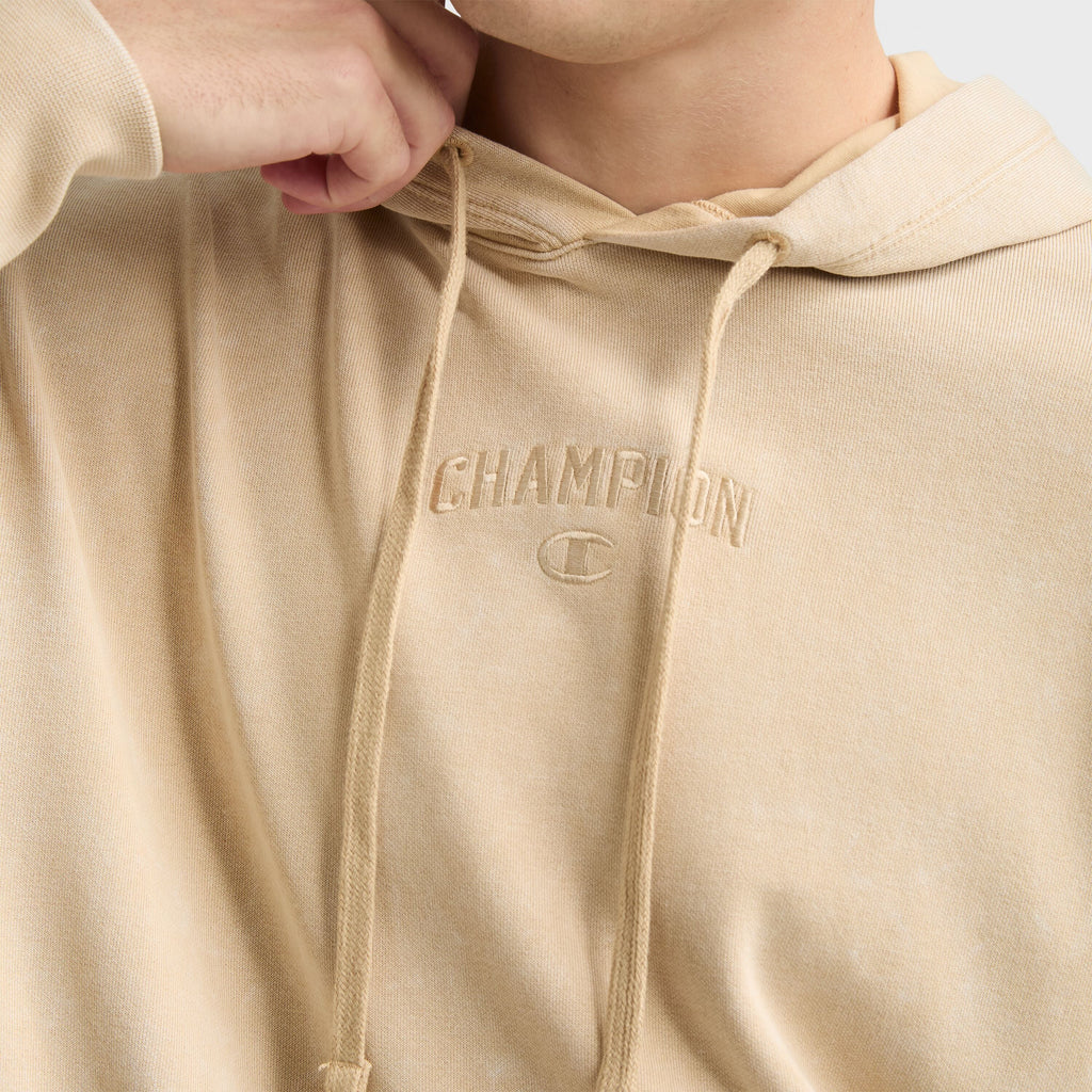 Beige Hoodie Champion Classic Logo Patch Hoodie Champion Classic