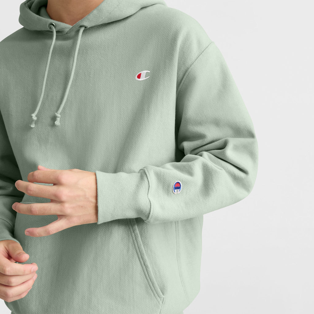 Champion Sage Green Hoodie Reverse Weave Dropped Shoulder