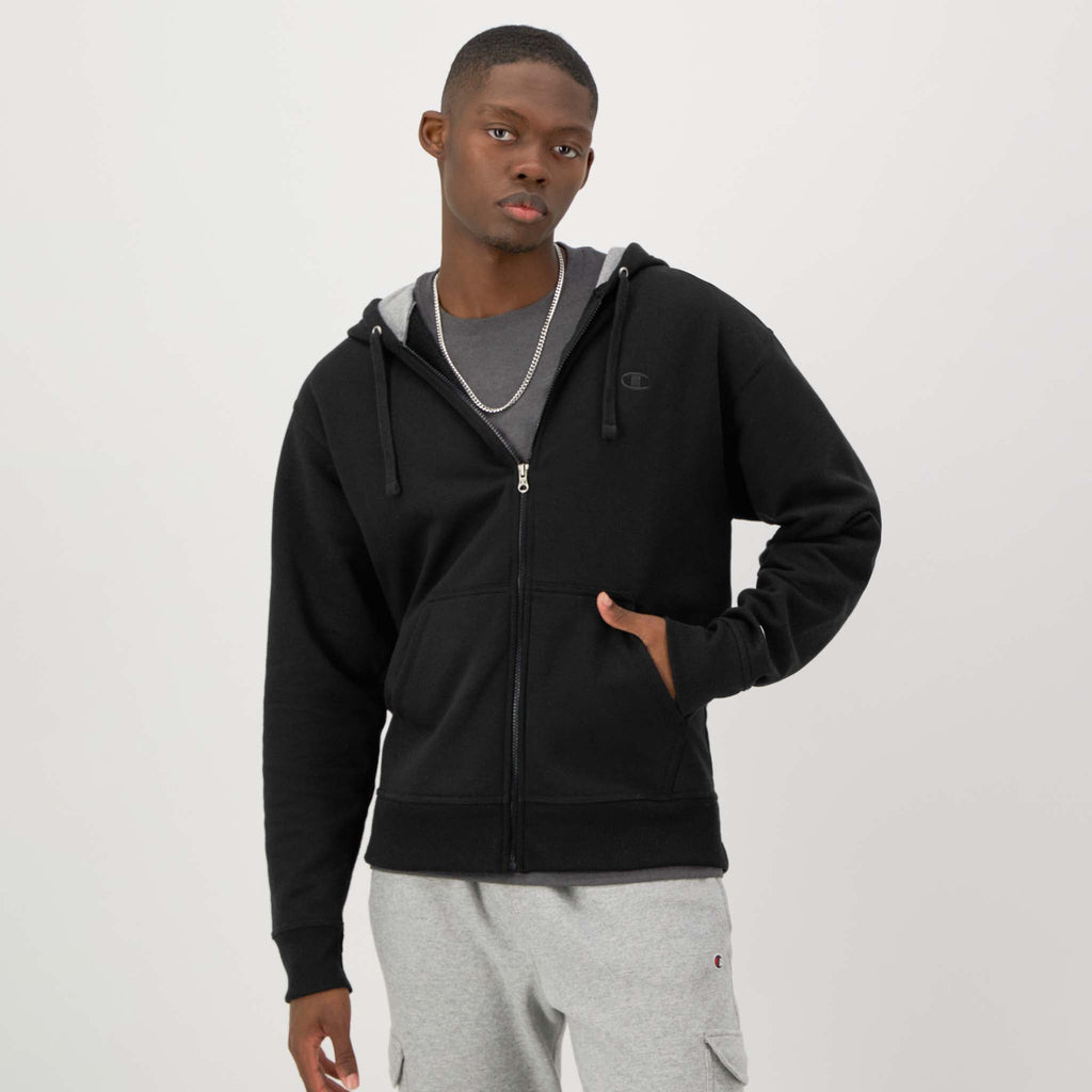 zip hoodie champion sweater navy leather