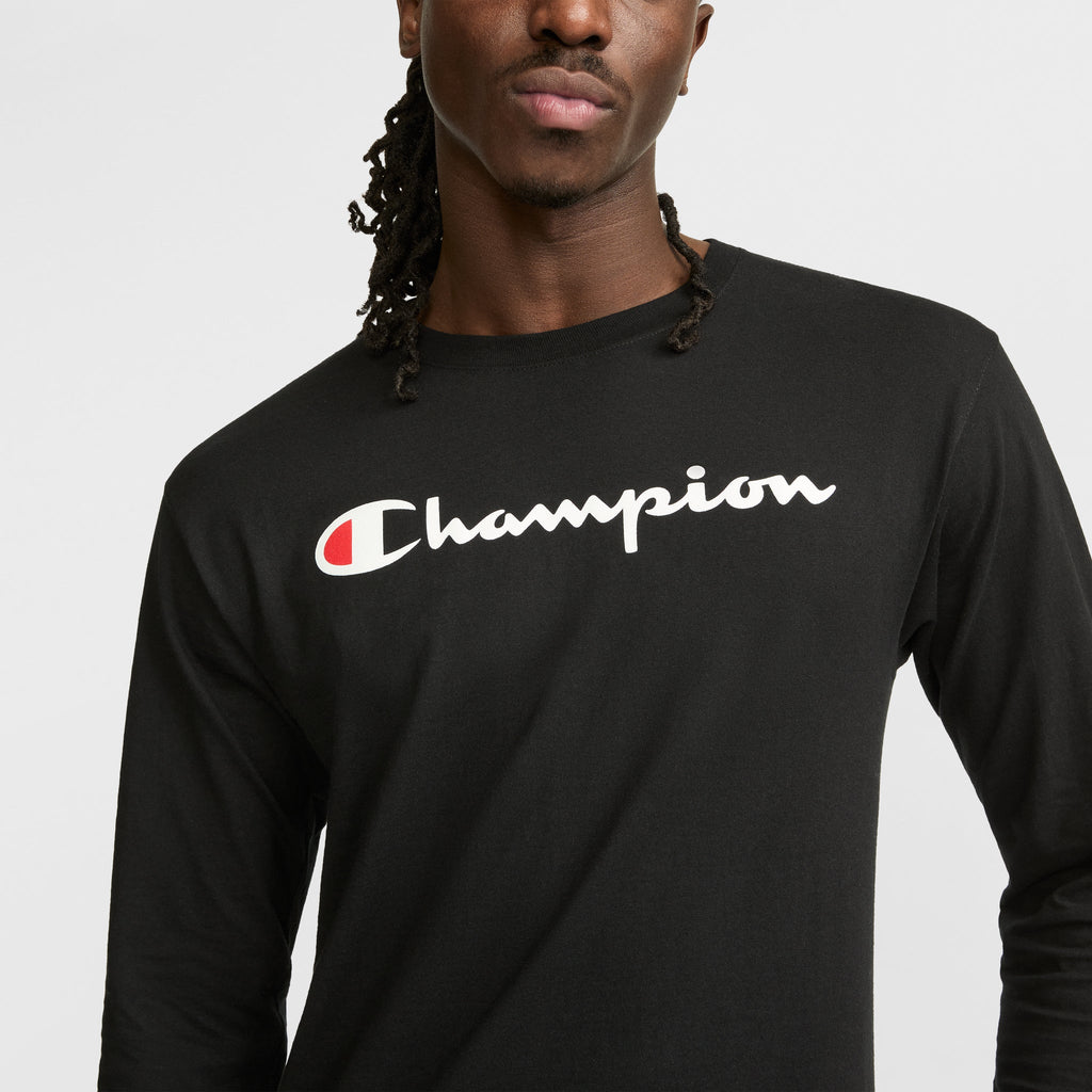 Classic Graphic Long-Sleeve T-Shirt, Script Logo - Main Image