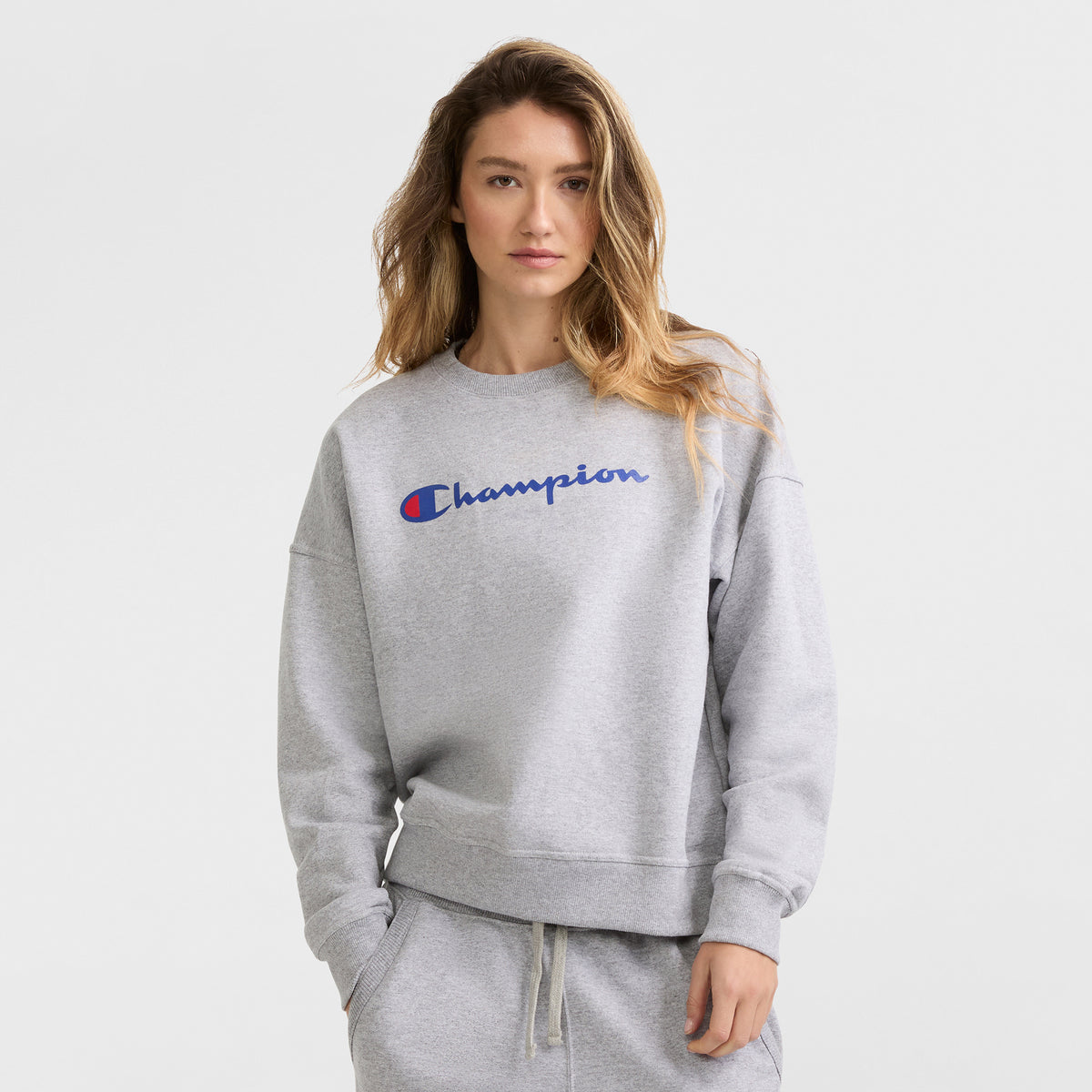 Powerblend Crewneck Sweatshirt, Script Logo – Champion