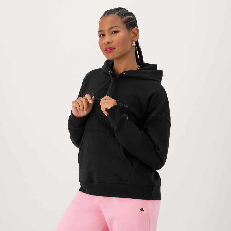 Powerblend Hoodie, Relaxed, Full Embroidered Script Logo