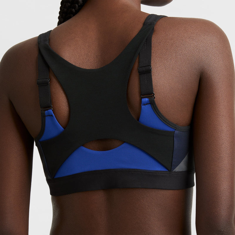Motion Control Zip Sports Bra, Wirefree, Script Logo
