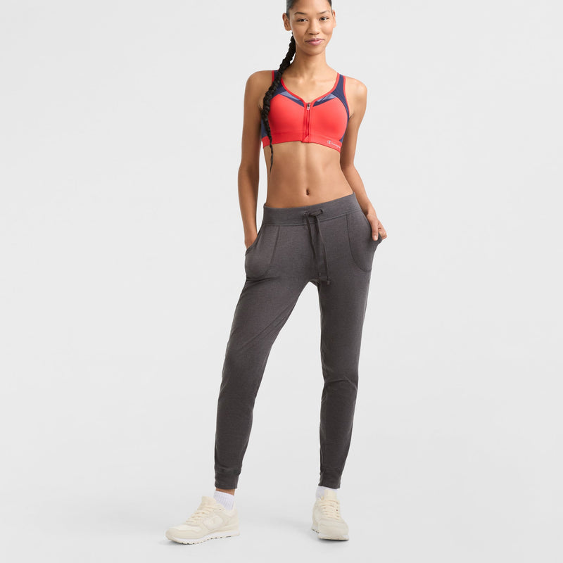 Motion Control Zip Sports Bra, Wirefree, Script Logo