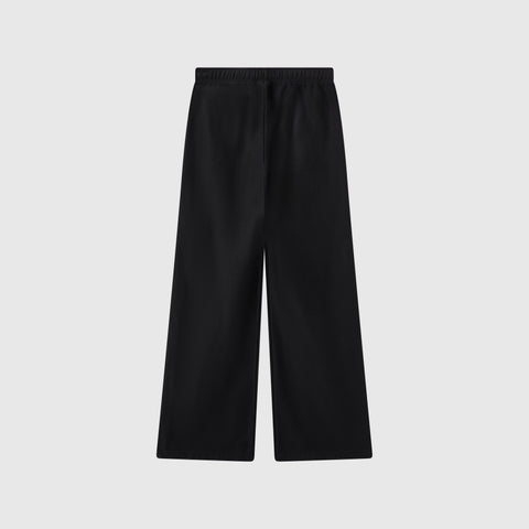 Champion Women’s Knitted Wide Leg Pants with an elastic waistband, shown laid flat on a plain light grey background. These pants feature a simple, minimalist design with no visible pockets or extra details.