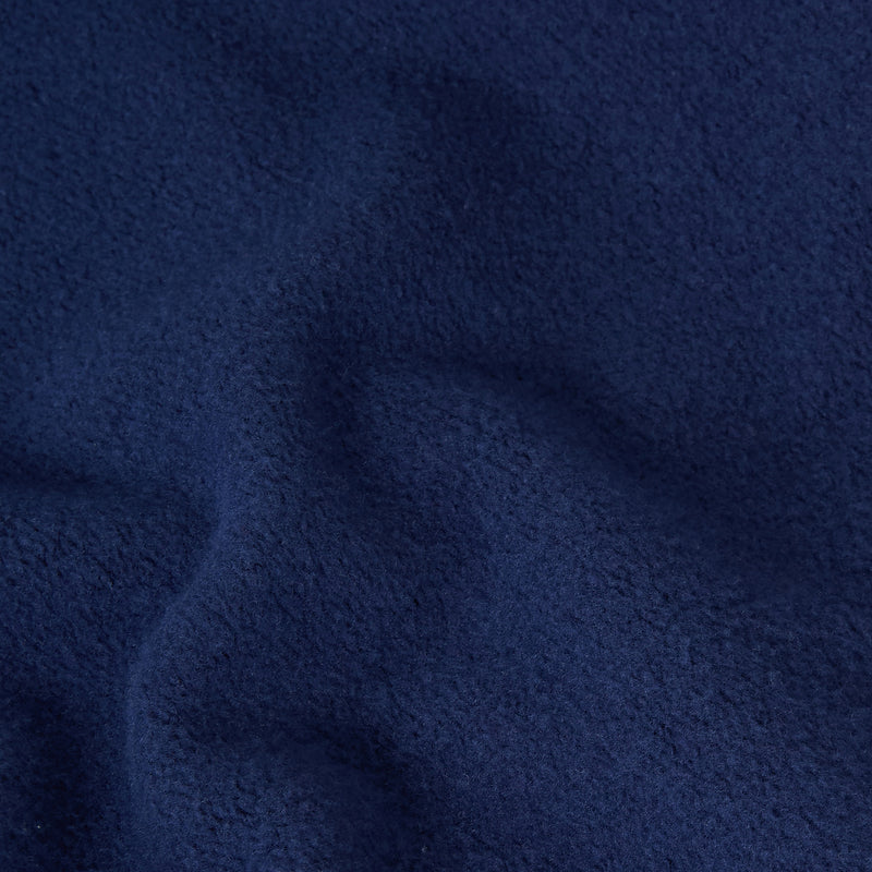 Close-up of dark blue textured fabric from the Champion Men’s Knitted Hooded Sweatshirt, featuring a soft, fuzzy surface and gentle folds that create subtle shadows and highlights.