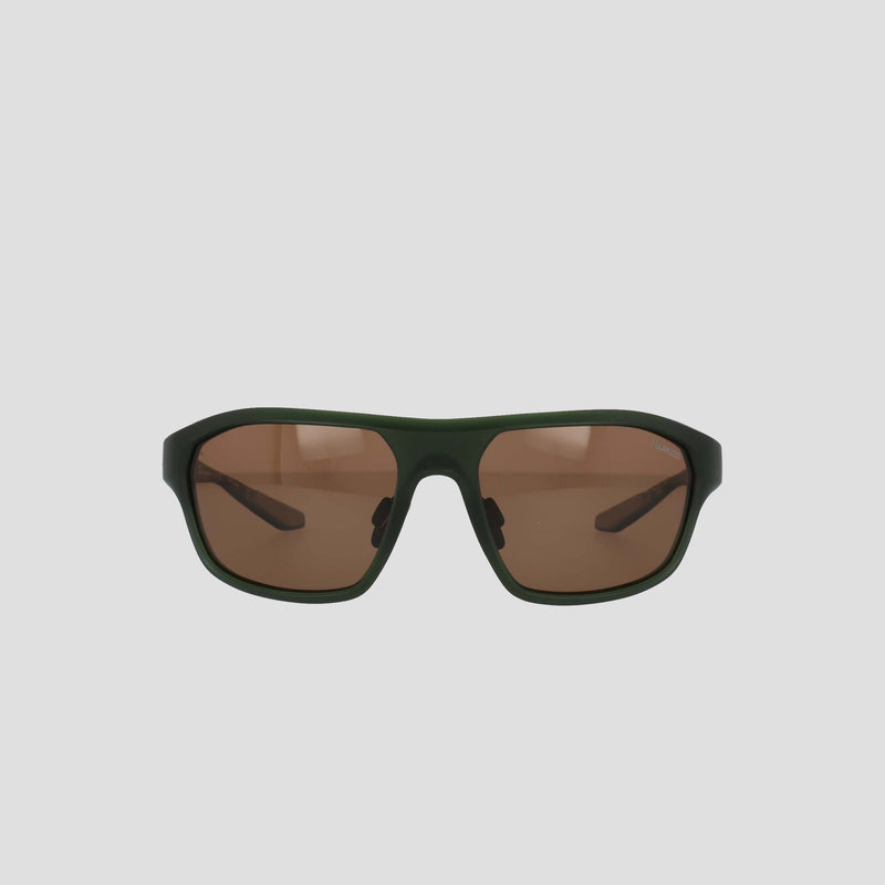 Men's Polarized Comfort Fit - Large sunglasses by Champion, featuring dark green TR90 frames and wide rectangular brown polarized lenses, shown from the front against a plain light gray background.