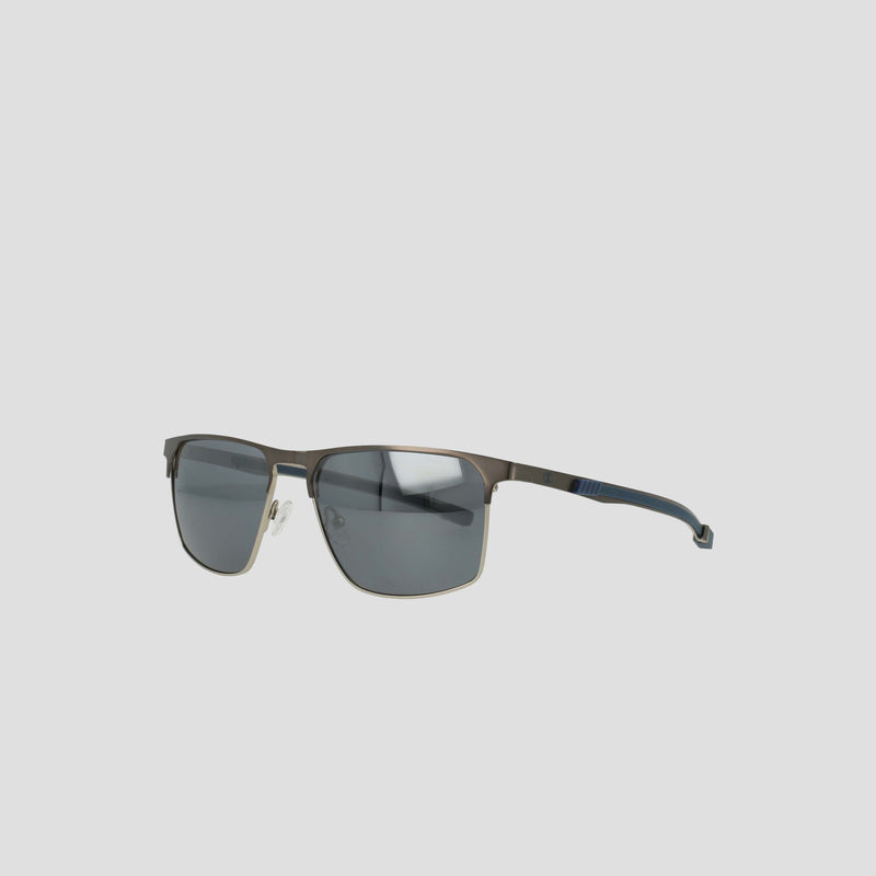 Champion Men's Polarized Retainer Stainless ST-Shirtl Square sunglasses, featuring a rectangular stainless steel frame with black arms and polarized lenses, are displayed on a plain light gray background.