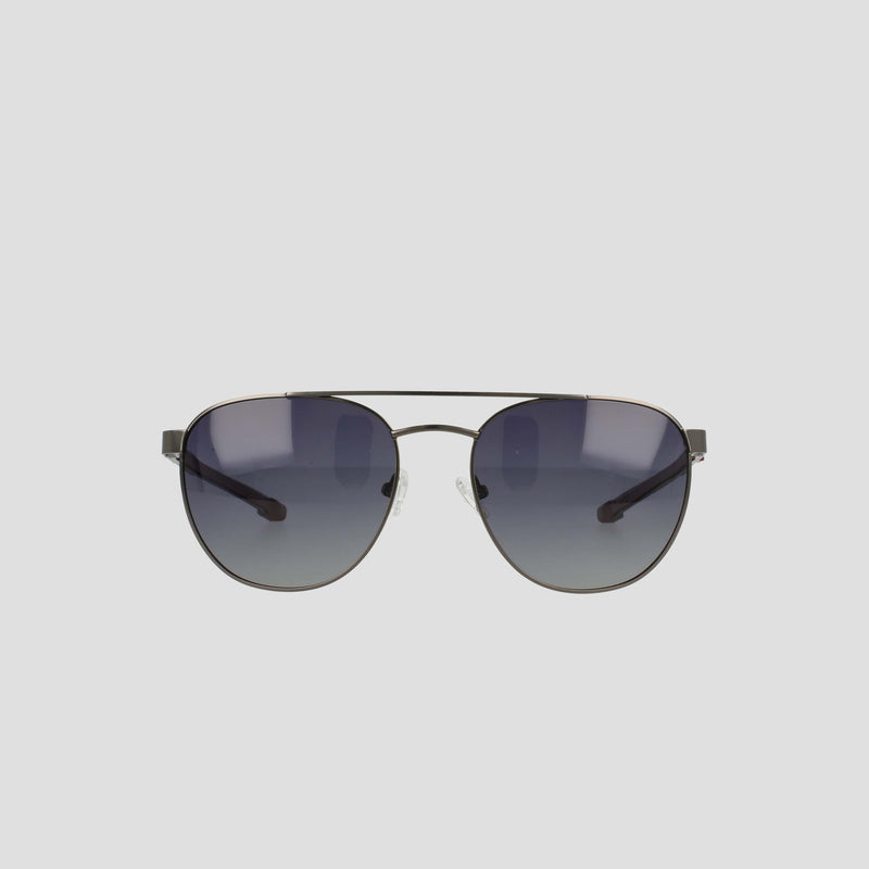 A pair of Champion Men's Polarized Retainer Stainless ST-Shirtl Aviator sunglasses, featuring dark gradient polarized lenses and thin, lightweight black stainless steel frames, displayed against a plain light gray background.