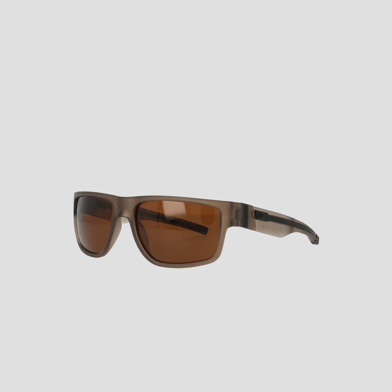 The Champion Men's Polarized Retainer Rectangle sunglasses feature rectangular, wraparound lenses and thick, semi-transparent TR90 plastic frames for enhanced durability. Displayed against a plain light gray background.