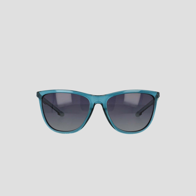 Champion Women's Polarized Retainer Rectangle sunglasses featuring a teal frame and dark polarized lenses, displayed facing forward against a plain white background.