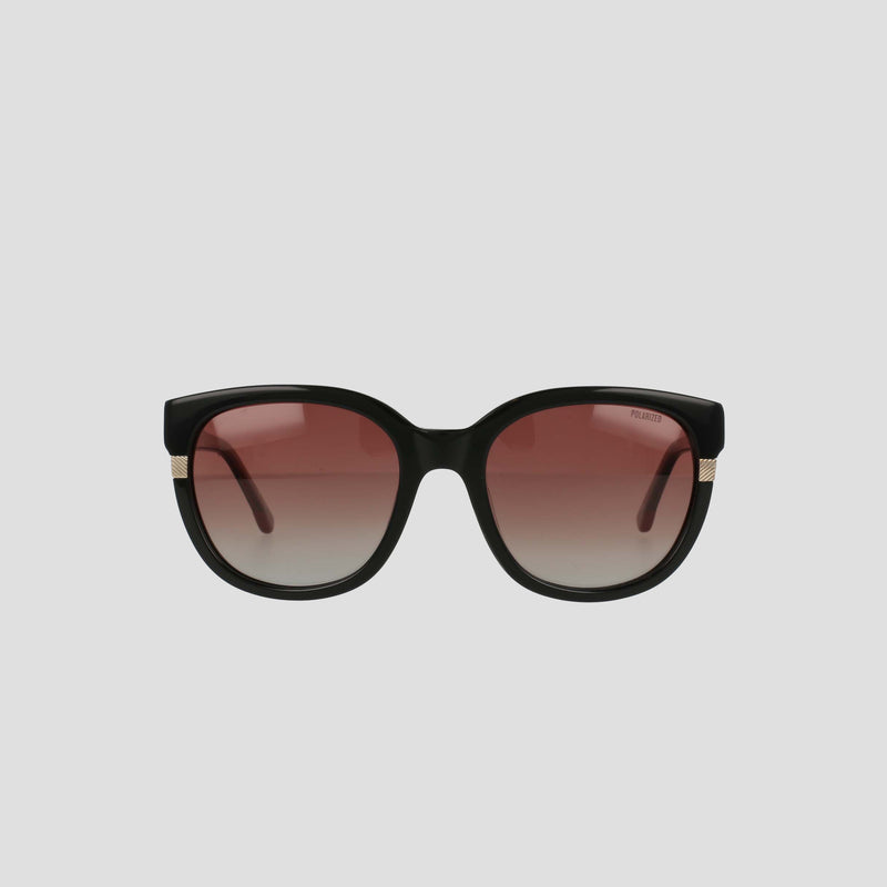 Women's Polarized Curvaceous Square sunglasses by Champion, featuring large, curvaceous square frames crafted from luxury acetate and fitted with high-quality polarized gradient brown-tinted lenses. The sunglasses are displayed against a plain light gray background.