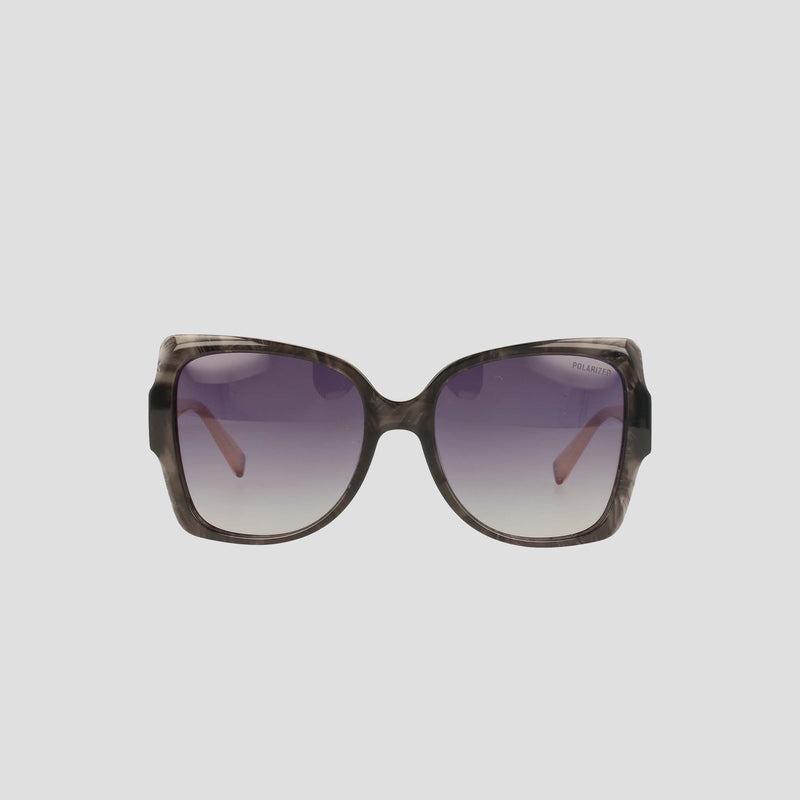 Champion Women's Polarized Oversized Butterfly sunglasses, featuring dark gradient polarized lenses and a marbled gray handmade acetate frame, displayed against a plain light background—perfect for those who love minimalist eyewear.