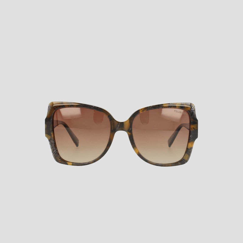 Champion Women's Polarized Oversized Butterfly sunglasses, crafted from handmade acetate in a brown tortoiseshell finish with gradient brown lenses, are shown facing forward against a plain light background—a true example of minimalist eyewear.