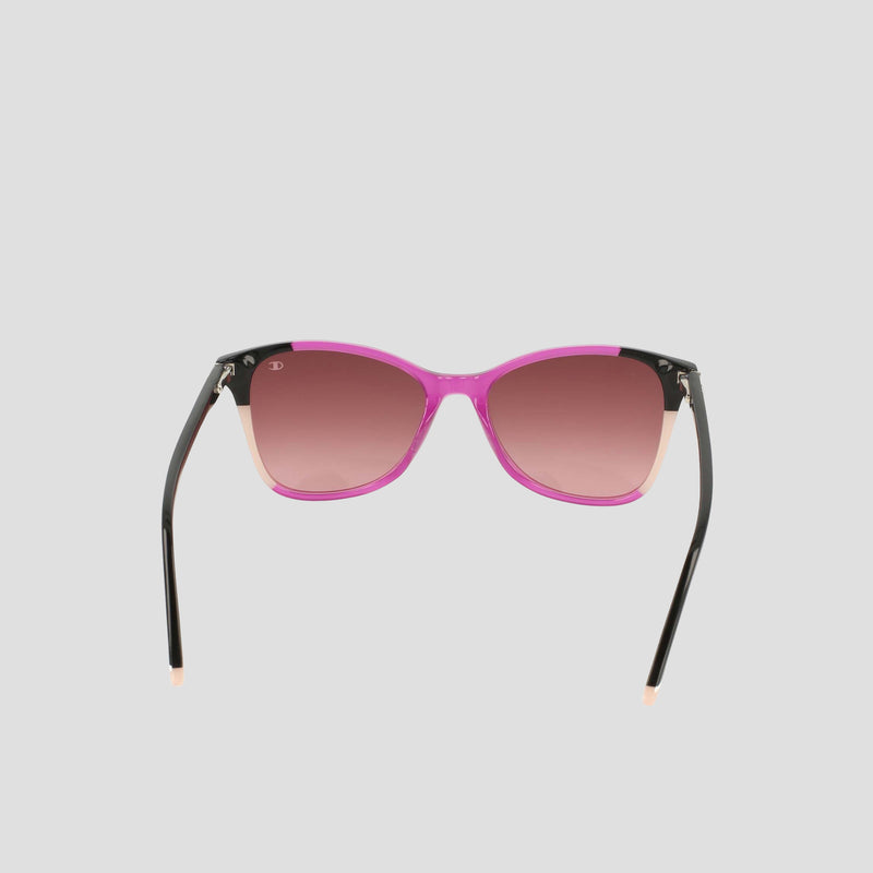 A pair of Champion Women's Polarized Catty Square sunglasses featuring pink frames, black arms, and gradient pink lenses in a classic silhouette, displayed against a plain light background.