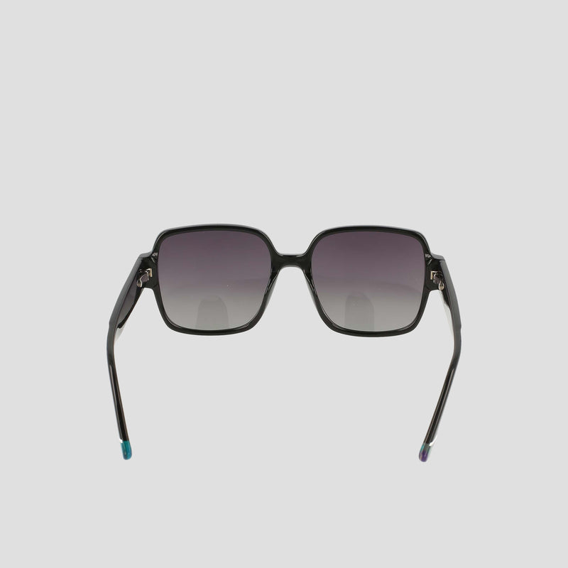The Champion Women's Polarized Glam Square sunglasses feature an oversized black square frame with dark gradient polarized lenses, displayed front-facing against a plain light background.