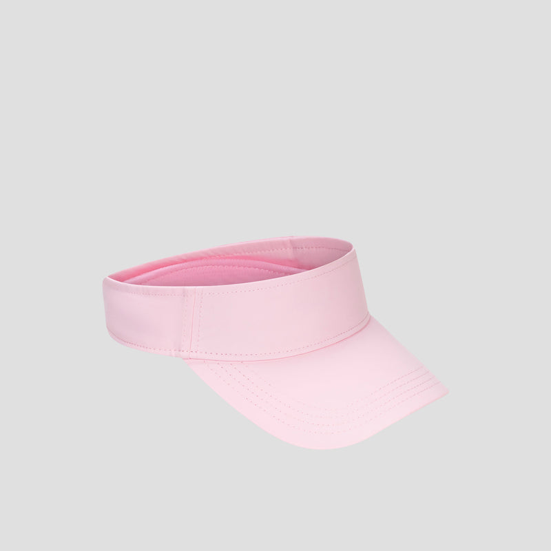 The Champion Adjustable Visor in plain pink is showcased against a light gray background, featuring an adjustable fit and dependable sun protection for active days.