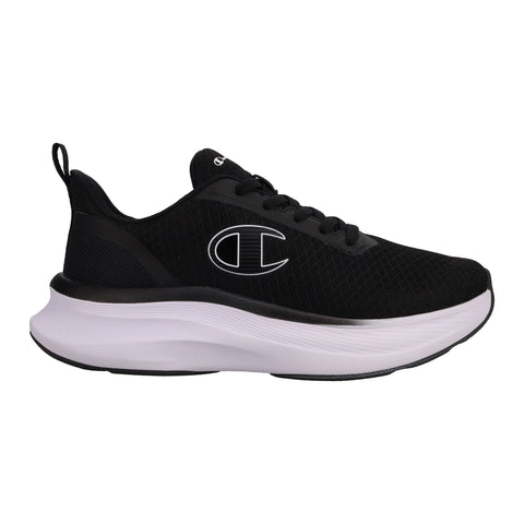 Black sneaker with a white sole on a white background