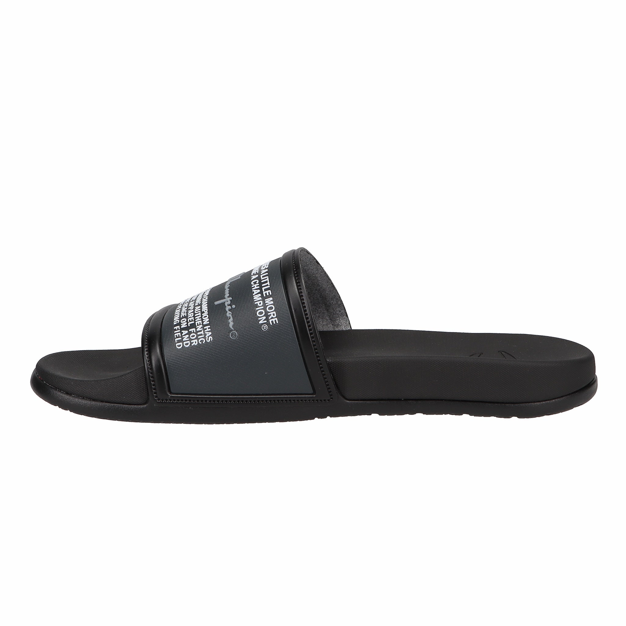 Champion Men's IPO Squish Slide in Black/Concrete/Scarlet
