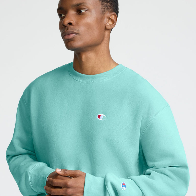 Champion Reverse Weave Crewneck Sweatshirt, C Logo in Milky Way Bl