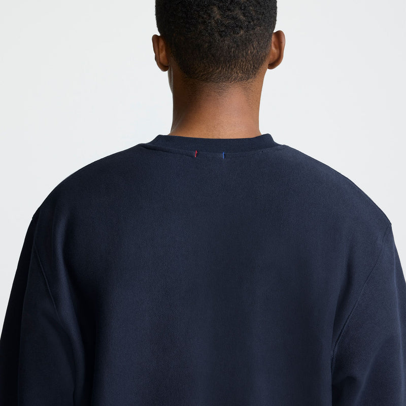 Champion Reverse Weave Crewneck Sweatshirt, C Logo in Deep Navy