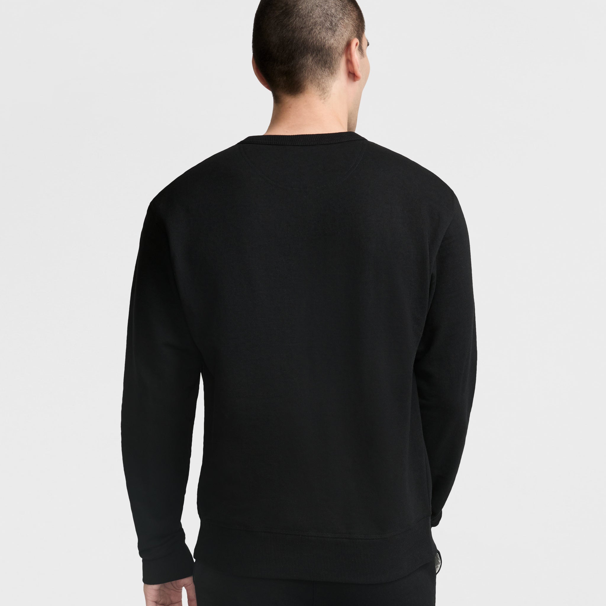 Champion Powerblend Crewneck Sweatshirt, Classic Script Logo in Black