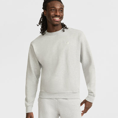 Champion Powerblend Crewneck Sweatshirt, C Logo in New Manhattan Mist Heather