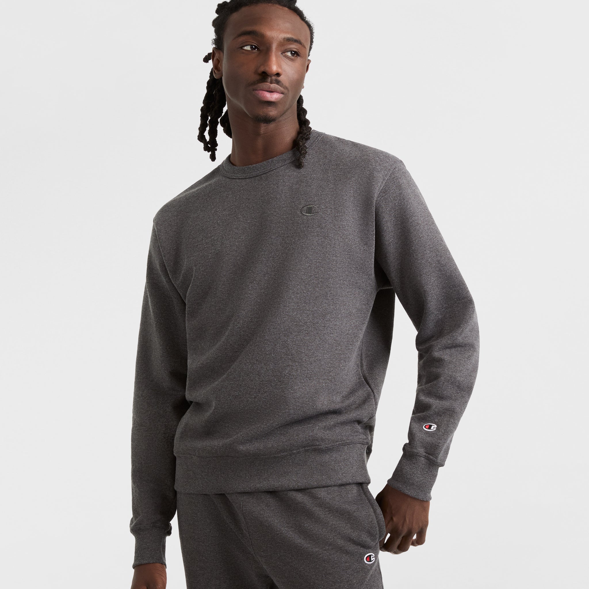 Grey Black Champion Sweater Crewneck Champion Original Champion