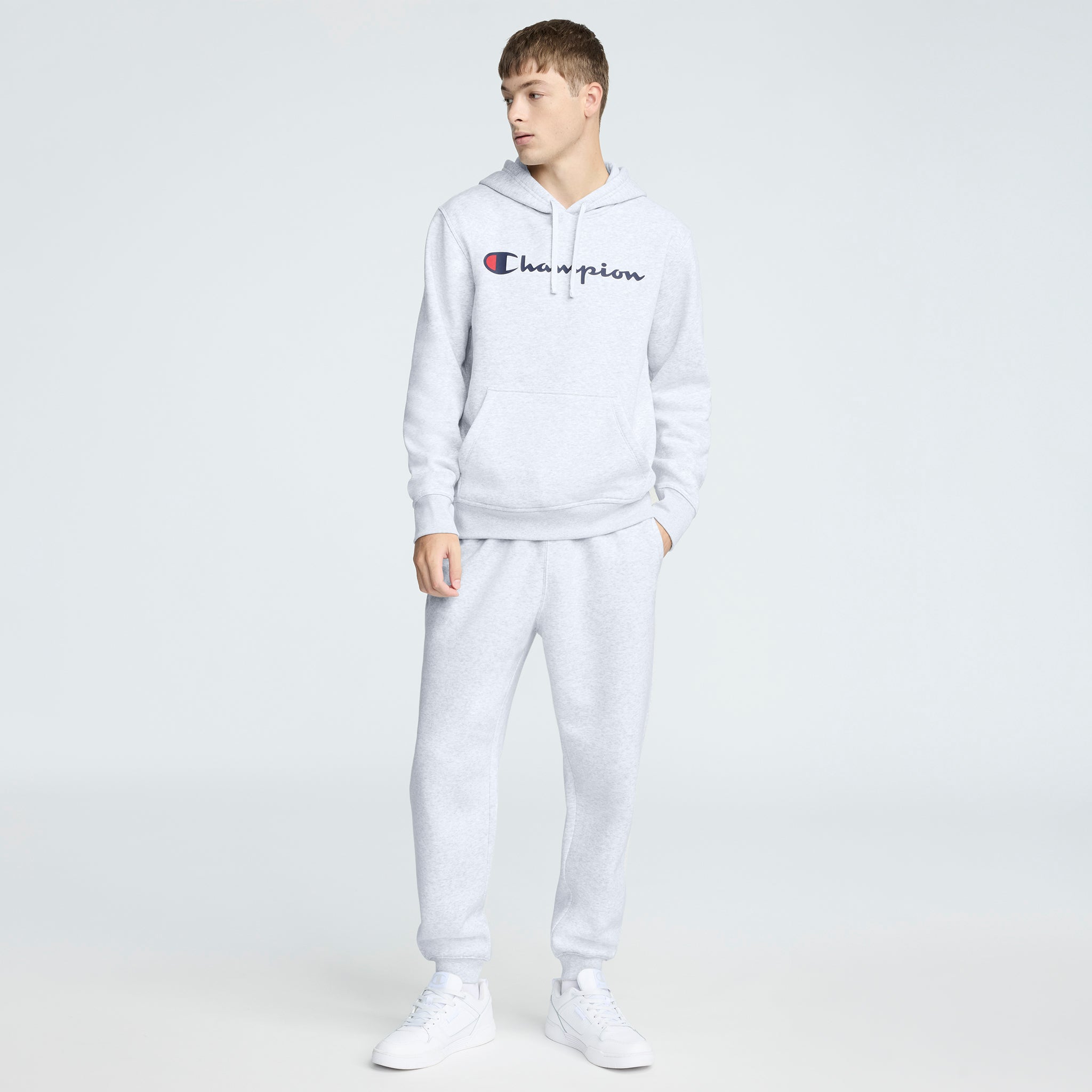 Powerblend Hoodie, Full Script Logo – Champion