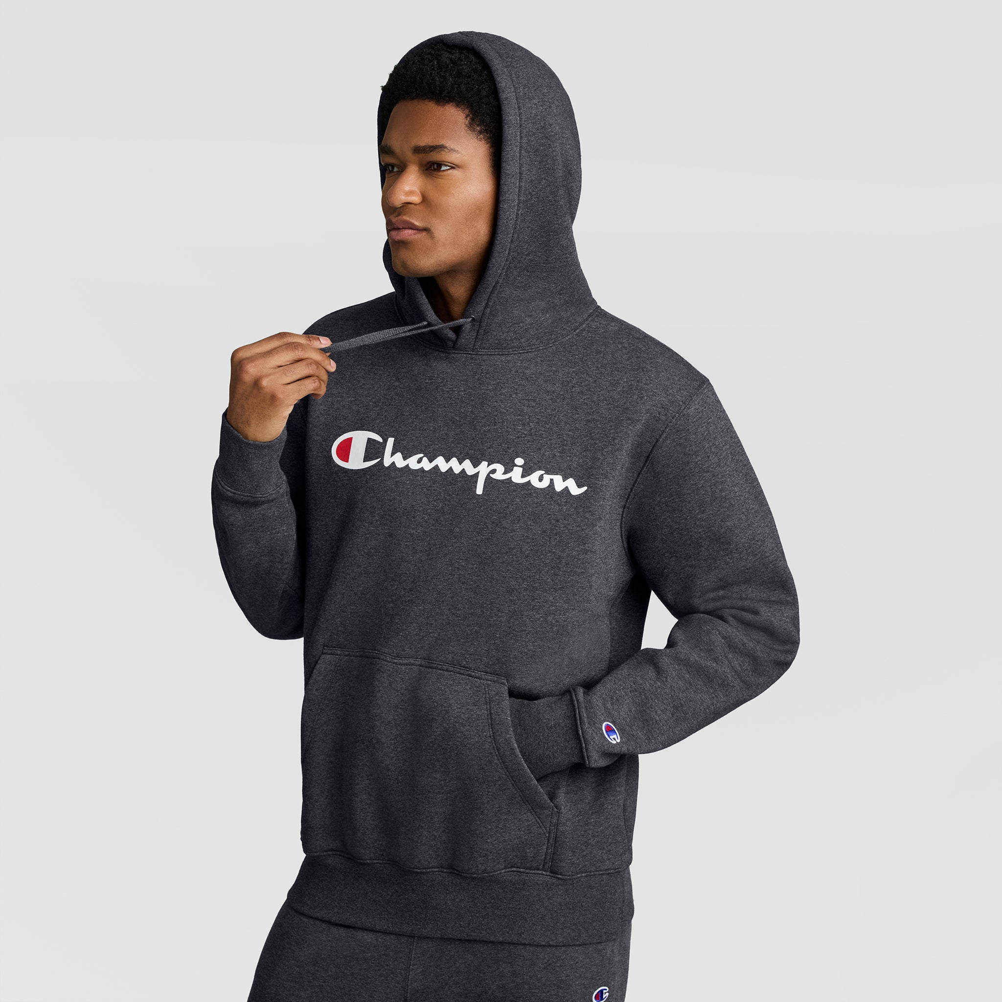 Powerblend Hoodie, Full Script Logo - Champion