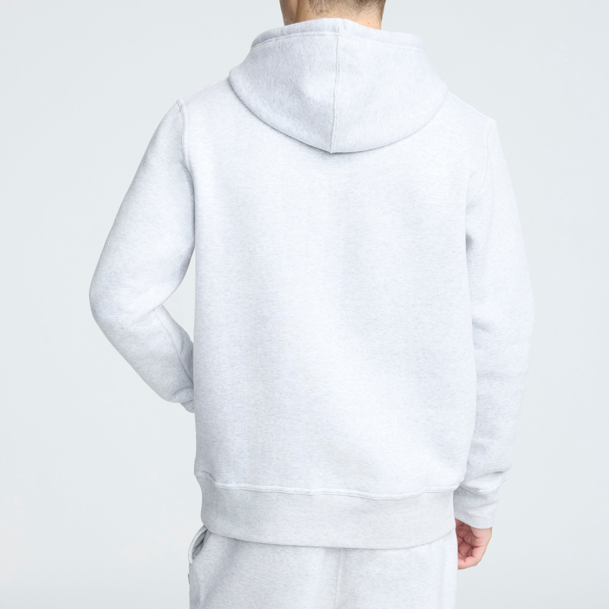 Champion Powerblend Hoodie, C Logo in Platinum Silver Heather