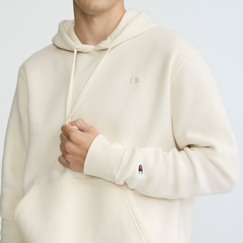 Champion Powerblend Hoodie, C Logo in Turtledove