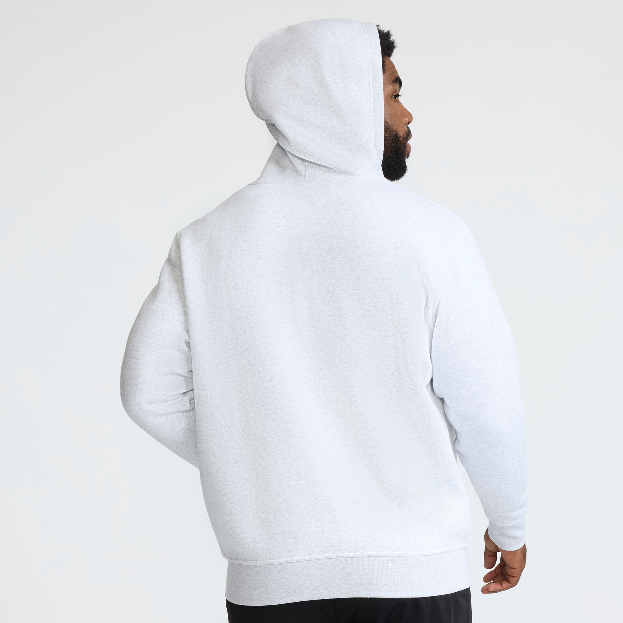 Champion Powerblend Full-Zip Hoodie, C Logo - Big & Tall in Platinum Silver Heather