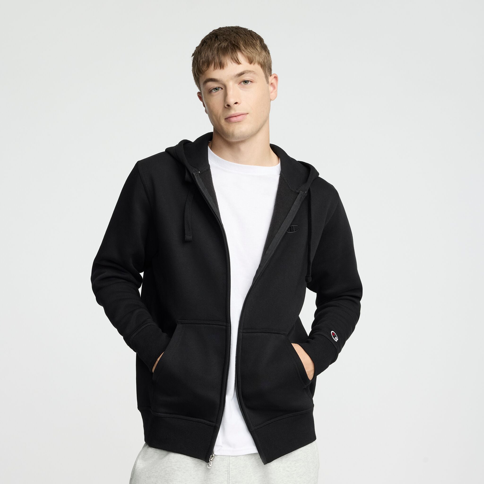 Powerblend Full-Zip Hoodie, C Logo - Champion