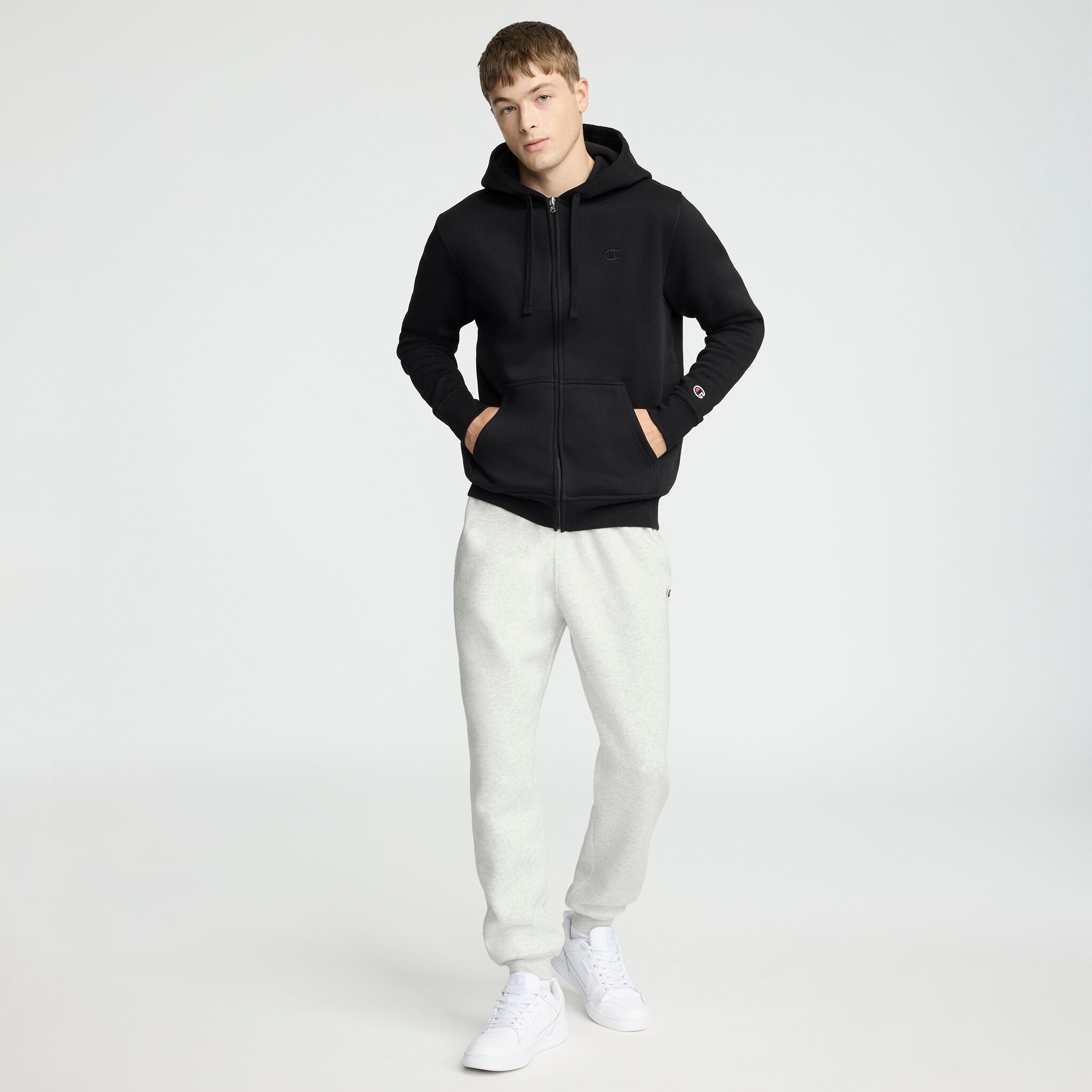 Powerblend Full-Zip Hoodie, C Logo - Champion