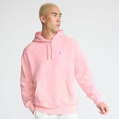 Champion Reverse Weave Hoodie, C Logo in Pink Bow