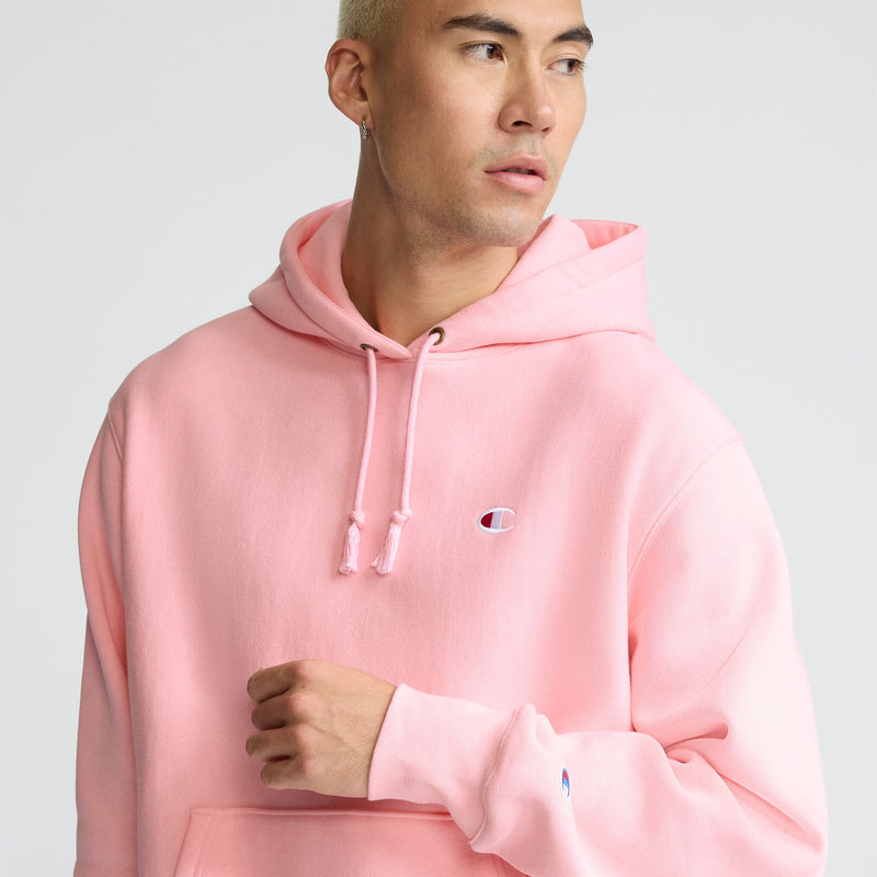 Champion Reverse Weave Hoodie, C Logo in Pink Bow