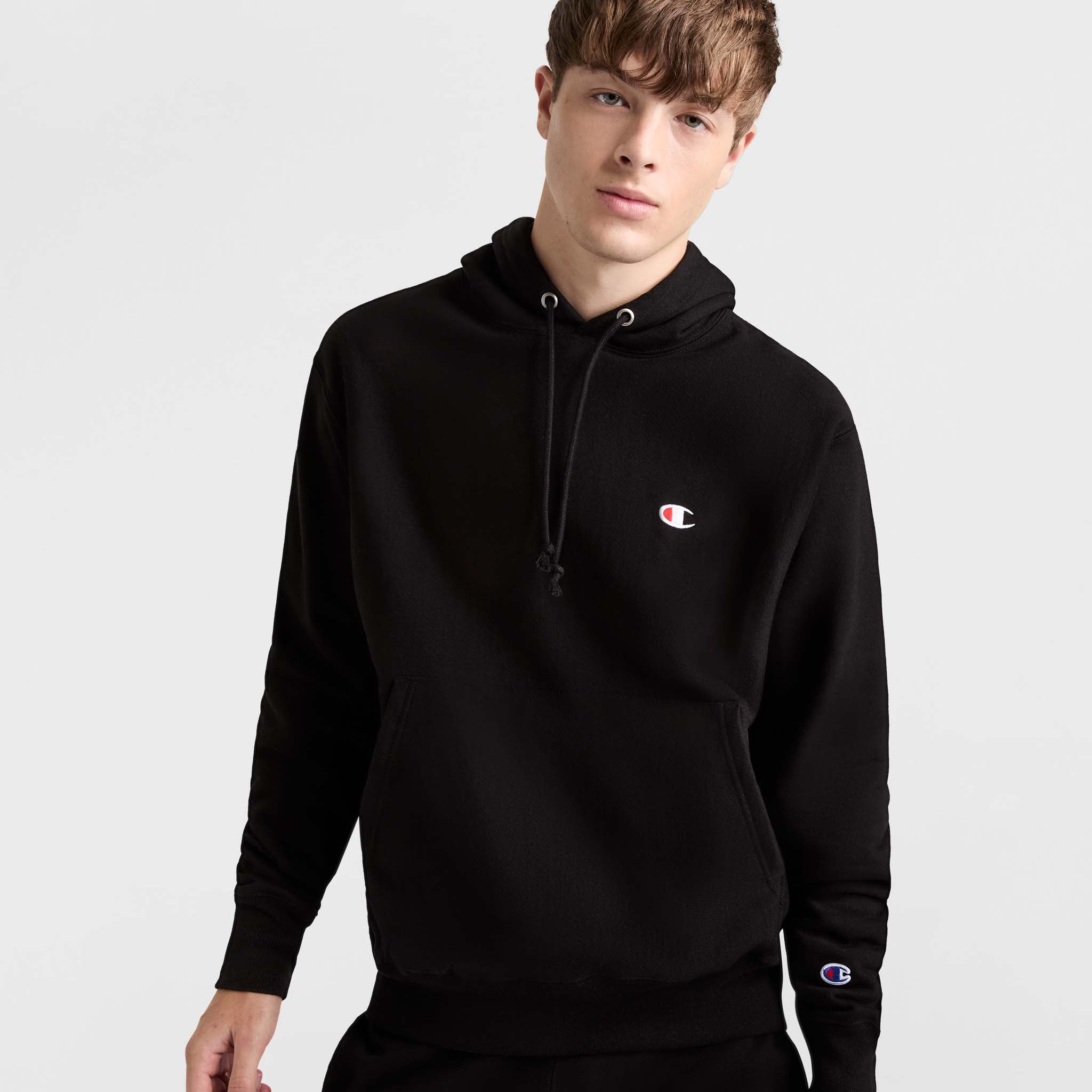 Fleece Hoodie Sweatshirts Black Champion Reverse Weave Hoodie, C Logo