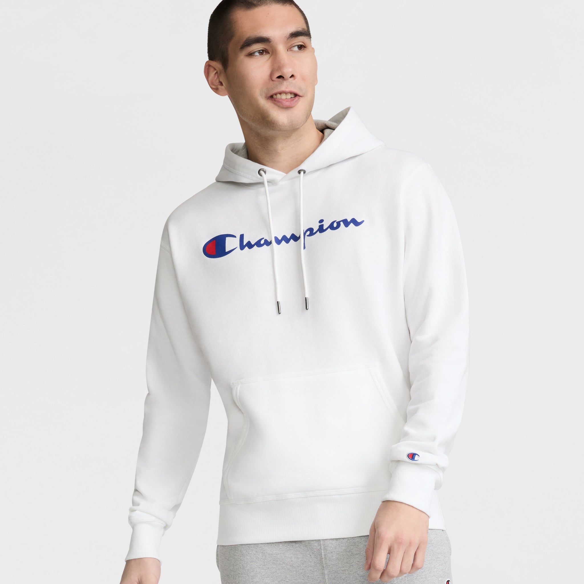 Fleece Champion White Pullover Hoodie Powerblend Hoodie, Full