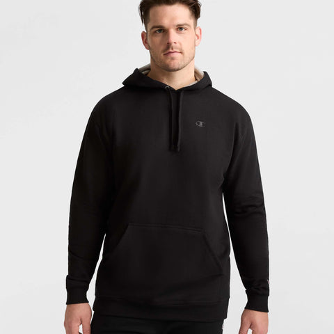 Champion Powerblend Hoodie, C Logo - Big & Tall in Black