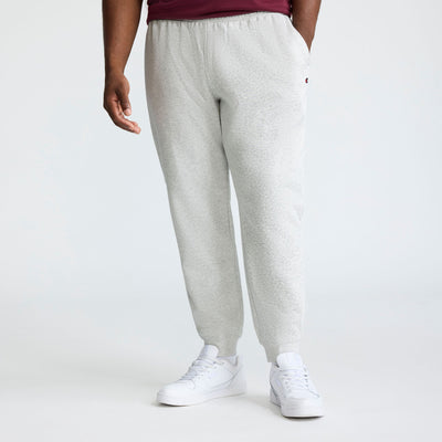Champion Powerblend Joggers, C Logo - Big & Tall in Platinum Silver Heather