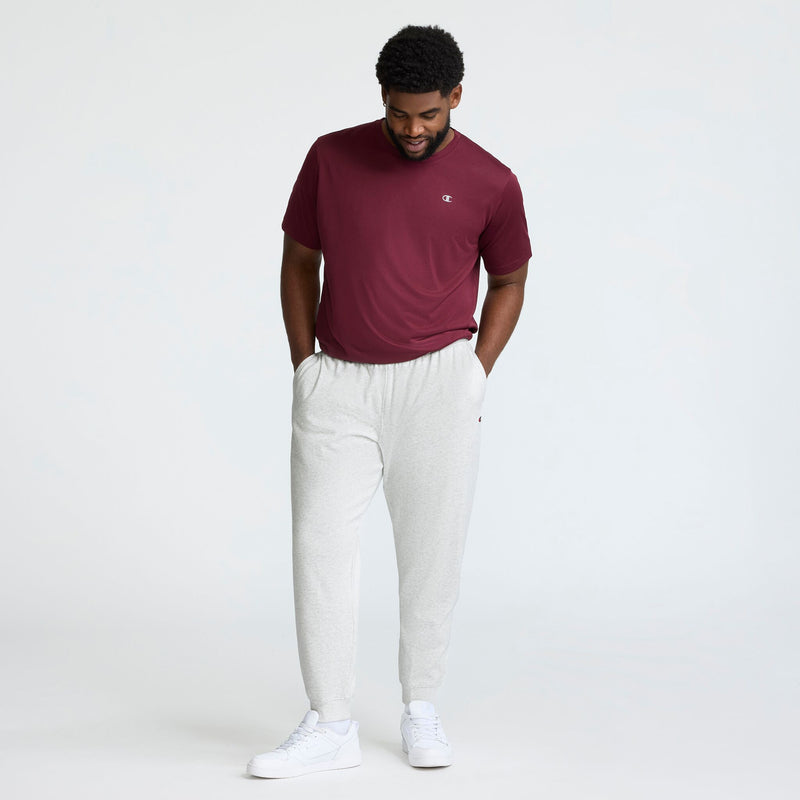 Champion Powerblend Joggers, C Logo - Big & Tall in Platinum Silver Heather