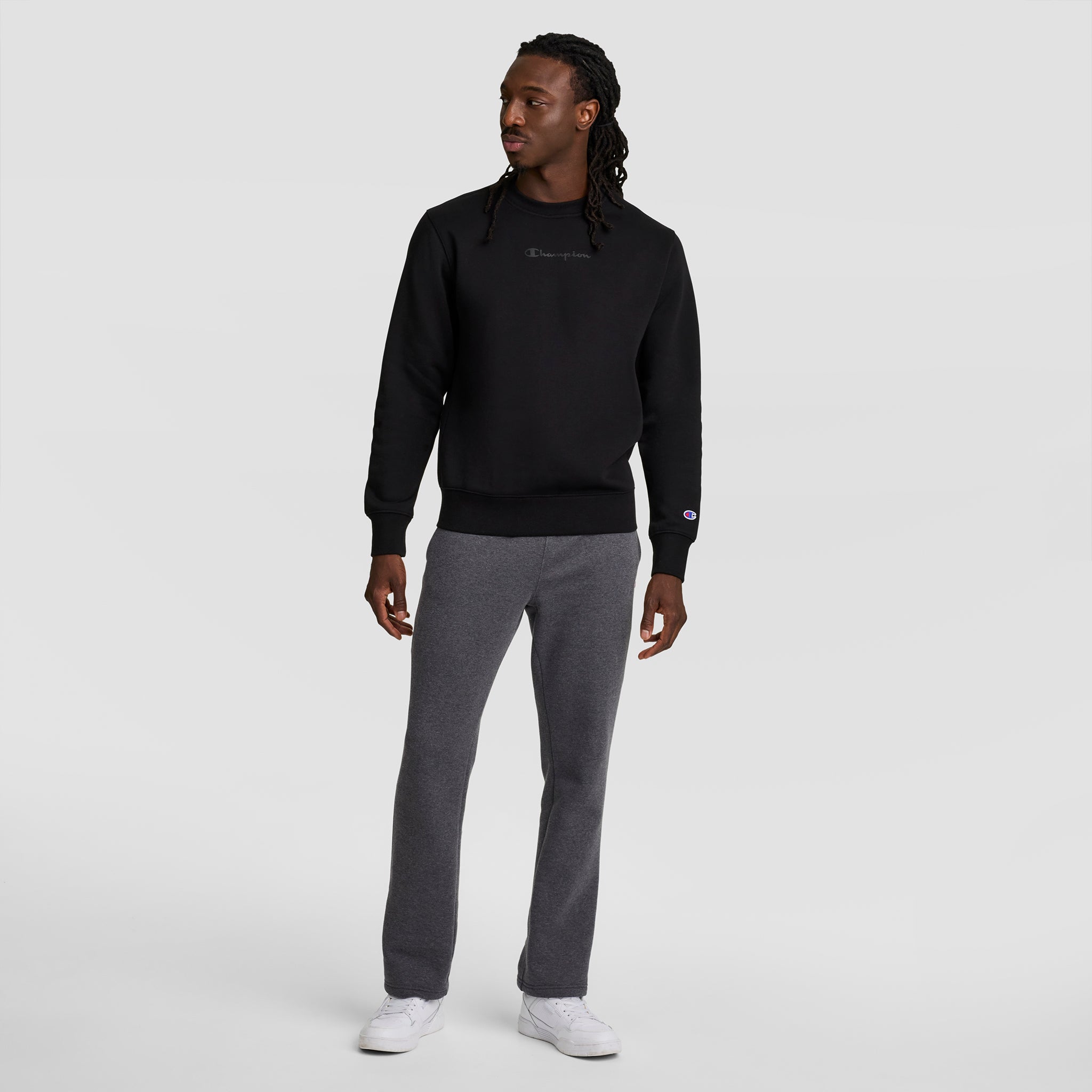 Powerblend Sweatpants, Open Hem, C Logo - Champion