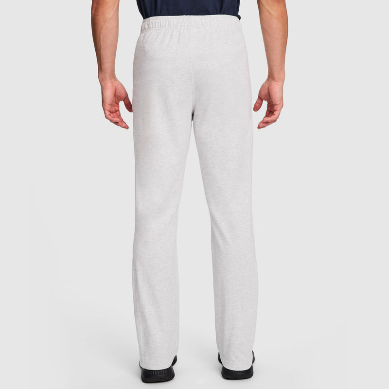 Champion Lightweight Lounge Pants, Open Hem, C Logo in Platinum Silver Heather