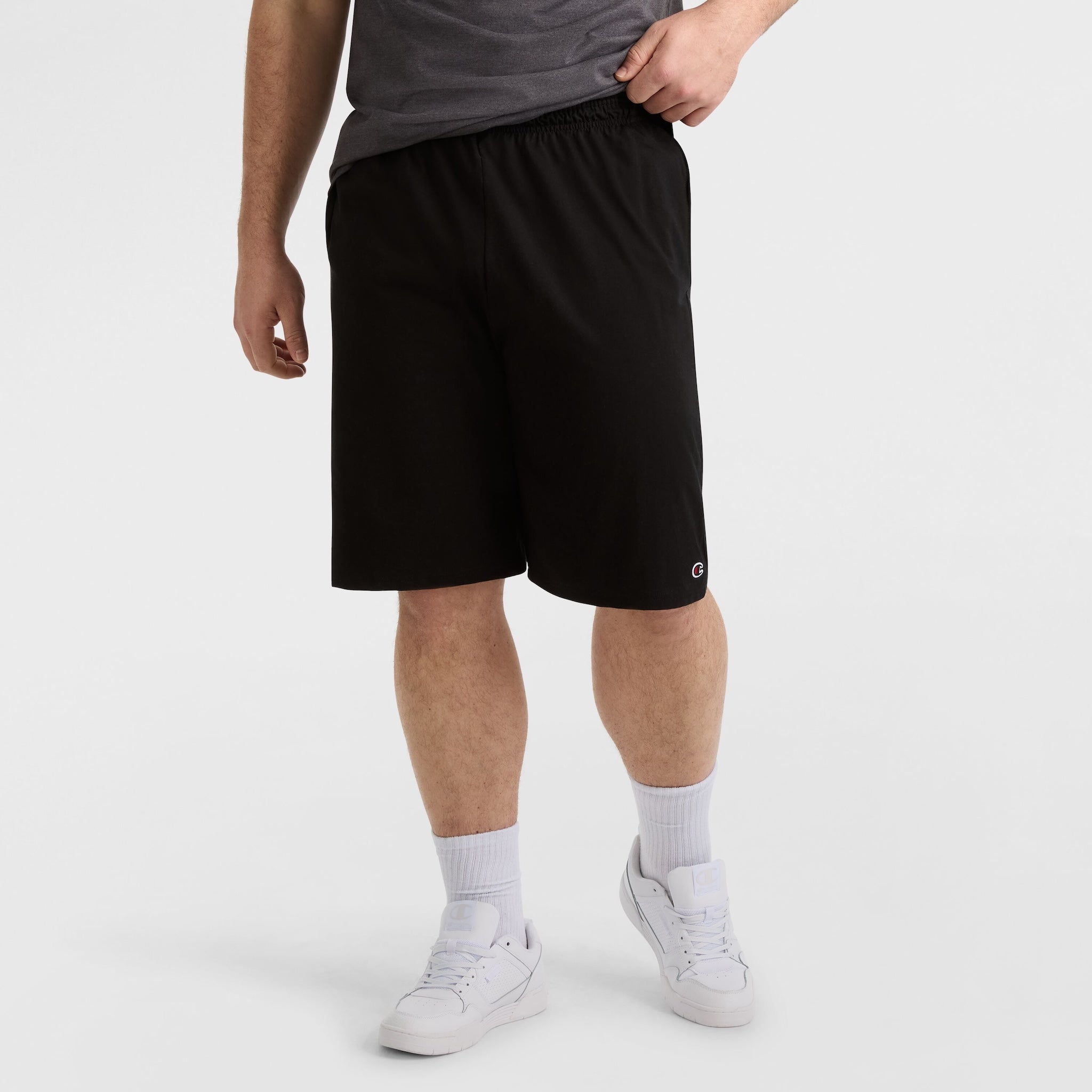 Champion Lightweight Lounge Shorts, C Patch Logo - Big & Tall in Black