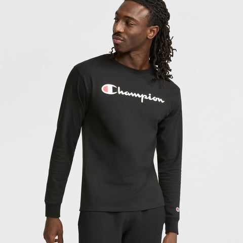 Champion Classic Graphic Long-Sleeve T-Shirt, Script Logo in Black
