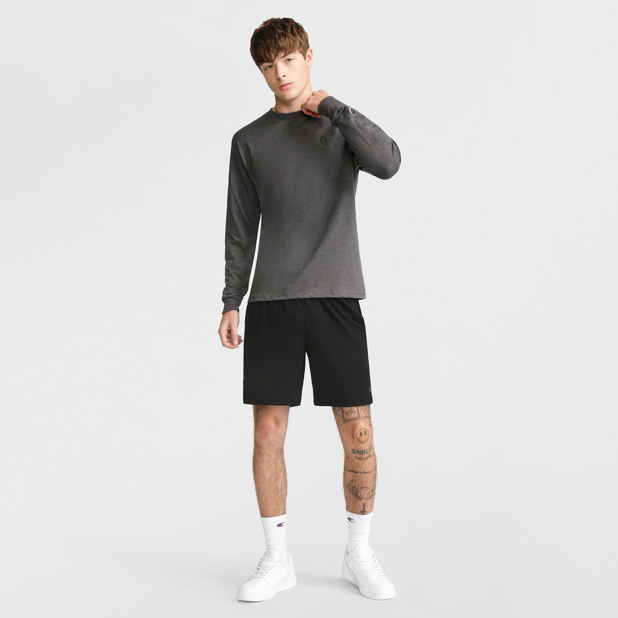 Classic Long Sleeve T-Shirt, Embroidered C Logo - Champion