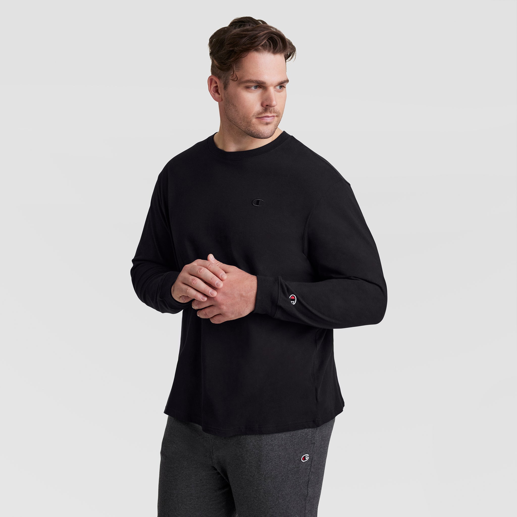 Classic Long-Sleeve T-Shirt, Embroidered C Logo - Big & Tall