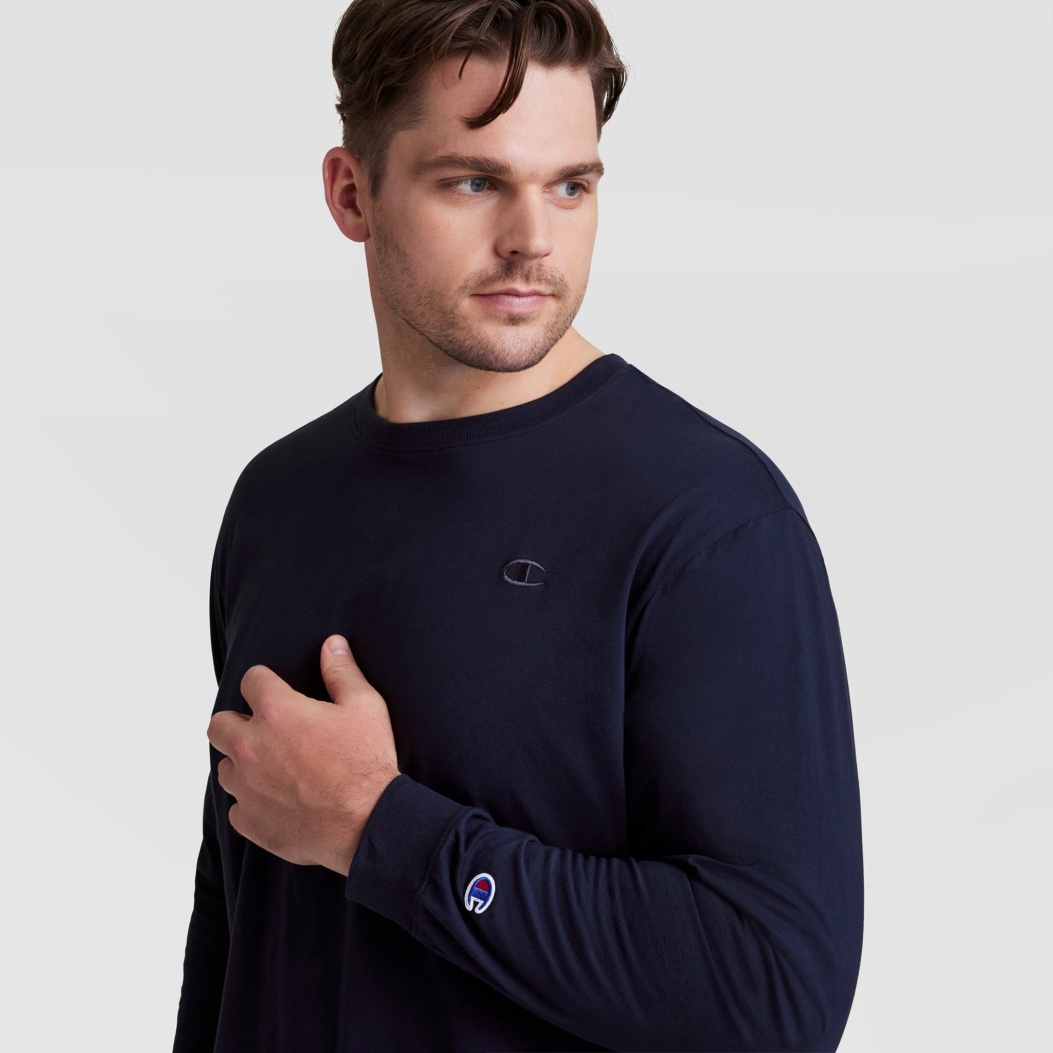 Classic Long-Sleeve T-Shirt, Embroidered C Logo - Big & Tall 