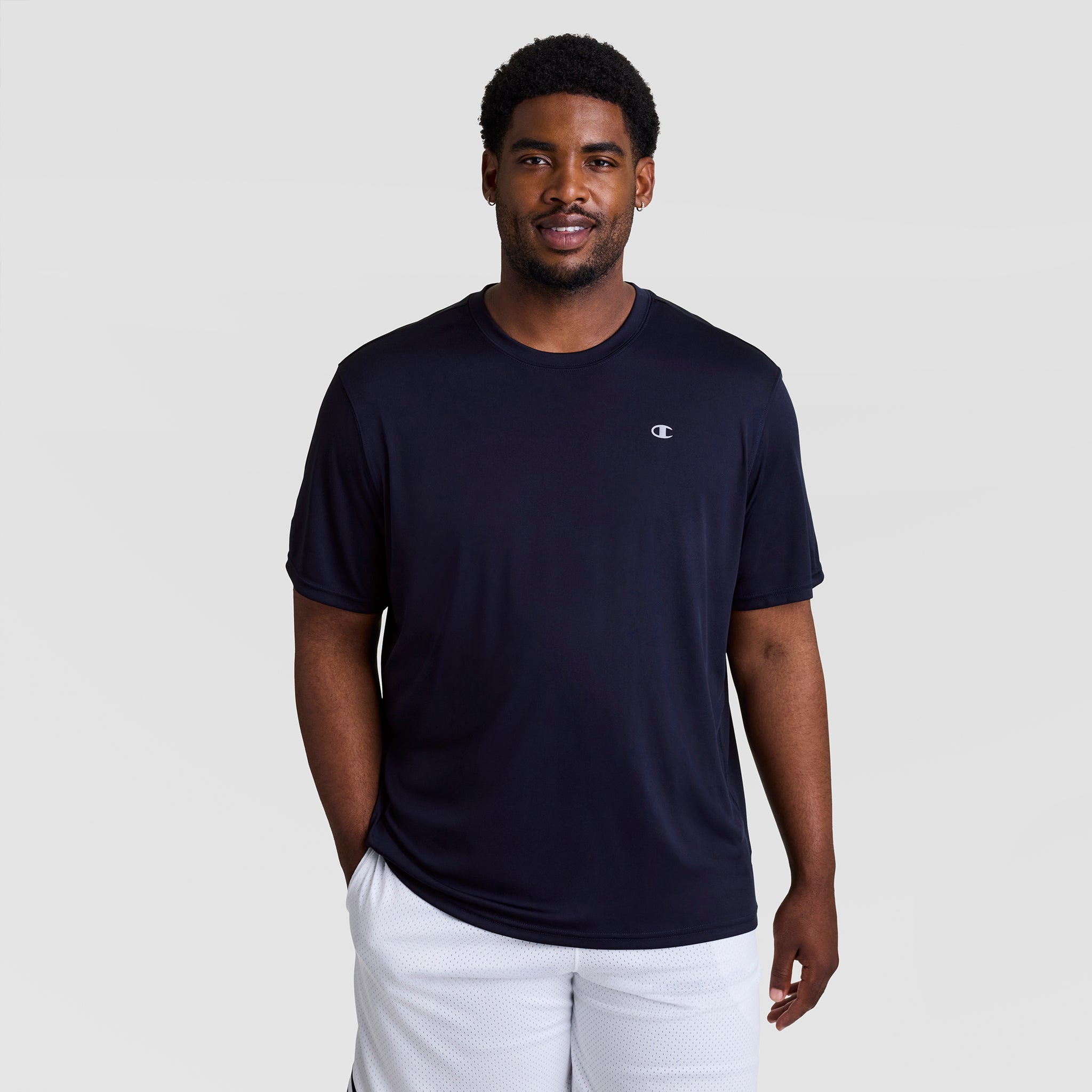 Champion ネイビー フットボールシャツ LARGE Sport T-Shirt, Reflective C Logo - Big & Tall - Champion